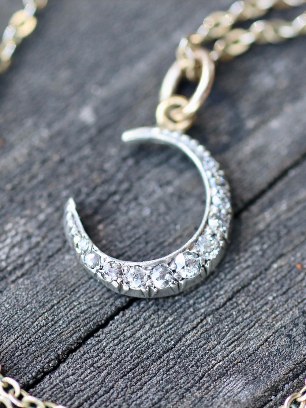 Antique Diamond Crescent Moon Pendant